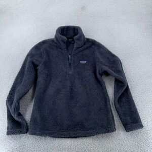 Patagonia Los Gatos 1/4 Zip Pullover Womens Medium Navy Sherpa Soft Warm 25235
